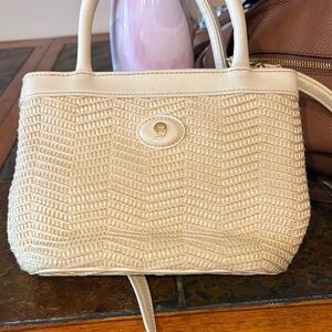 Chic Cream Woven Shoulder Bag